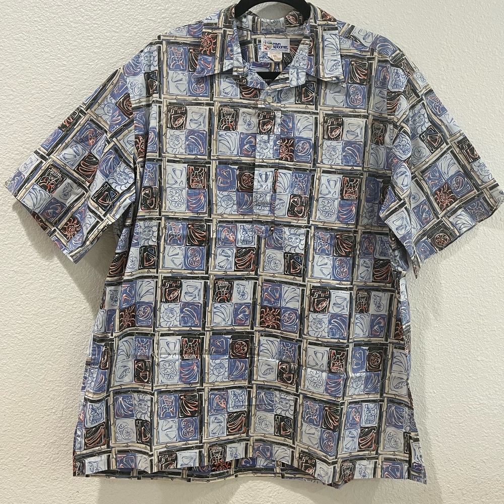 1990's Cotton Reyn Spooner Aloha Shirt - Square Pattern